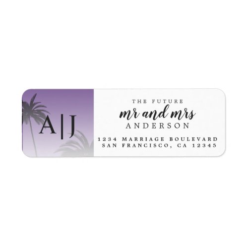 Mr Mrs Monogram Beach Wedding Return Address Label