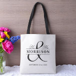 Mr Mrs Monogram Black White Wedding  Tote Bag<br><div class="desc">Add timeless elegance to your celebration with our Mr. and Mrs. Monogram Black White Wedding Tote Bag. Featuring a crisp white background, bold black accents, and your personalized monogram alongside elegant “Mr. & Mrs.” script, this tote combines classic sophistication with everyday functionality. Perfect for welcome bags, bridal party gifts, or...</div>