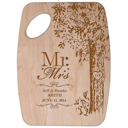 Mr  Mrs Monogram Cherry Wood Cutting Board