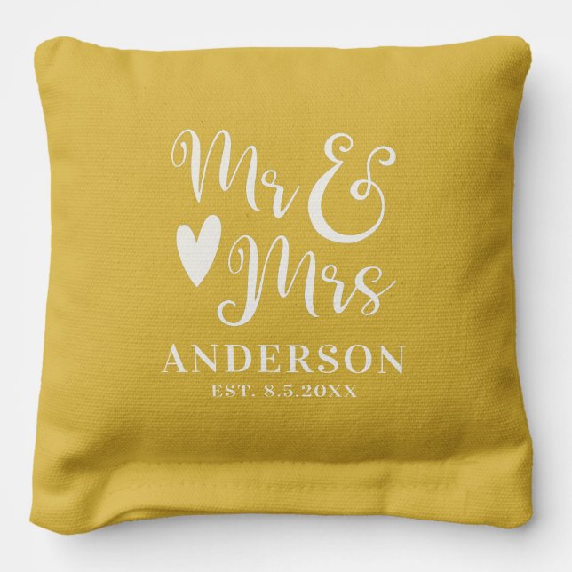 Mr Mrs Monogram Wedding Cornhole Bags (Back 2)