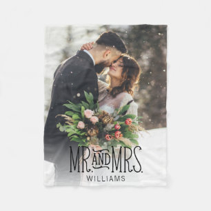 Mr. & Mrs. Monogrammed Photo Fleece Blanket
