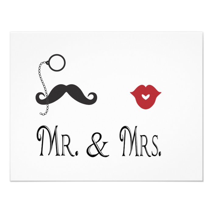 Mr. & Mrs. Mustache & Lips Wedding Invitations
