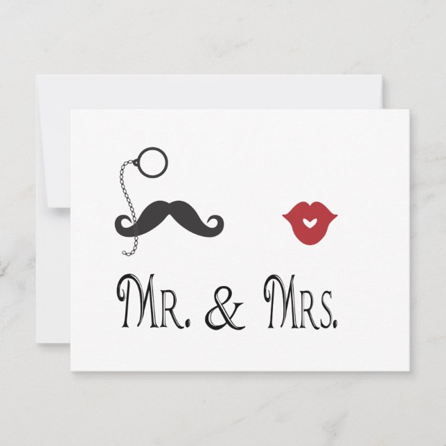 Mr. & Mrs. Mustache & Lips Wedding Invitations (Front)