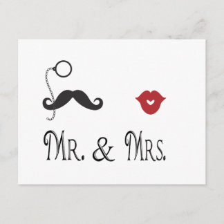 Mr. & Mrs. Mustache & Lips Wedding Invitations