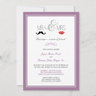 Mr. & Mrs. Mustache & Lipstick Invitation (custom)