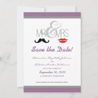 Mr. & Mrs. Mustache & Lipstick Save-the-Date! Save The Date