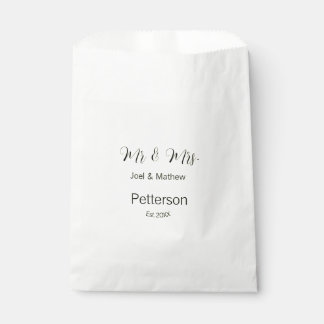 mr & mrs name est year wedding couple simple yello favor bag