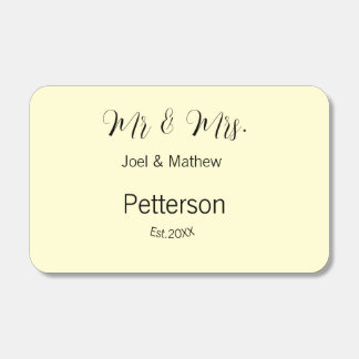 mr & mrs name est year wedding couple simple yello matchboxes