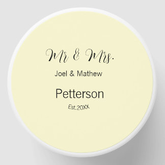 mr & mrs name est year wedding couple simple yello mini candle favors