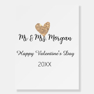 Mr & Mrs name happy Valentine's day gold heart Foam Board