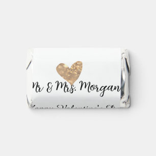 Mr & Mrs name happy Valentine's day gold heart Hershey's Miniatures