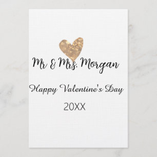 Mr & Mrs name happy Valentine's day gold heart  Invitation