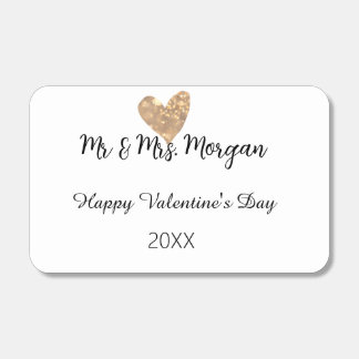 Mr & Mrs name happy Valentine's day gold heart Matchboxes