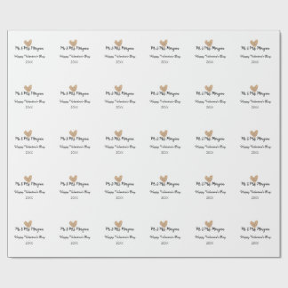 Mr & Mrs name happy Valentine's day gold heart Wrapping Paper