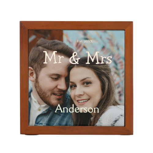 mr & mrs name photo christmas couple wedding yello desk organizer