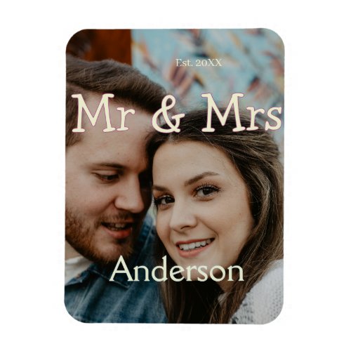 mr & mrs name photo christmas couple wedding yello magnet