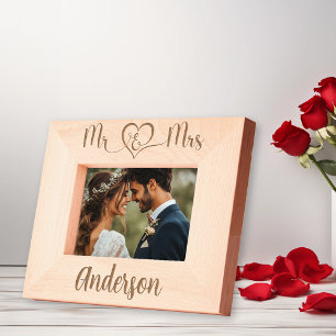 Mr Mrs Name Wedding Newlywed  Engraved Frames