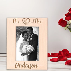 Mr Mrs Name Wedding Newlywed  Engraved Frames