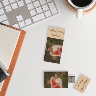 Mr Mrs Name Wedding Newlyweds Couple Photo USB Wood Flash Drive