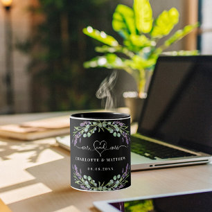 Mr mrs newly weds lavender black wedding mug