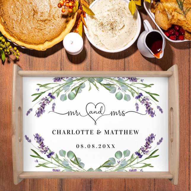 Mr mrs newly weds lavender wedding serving tray (Creator Uploaded)
