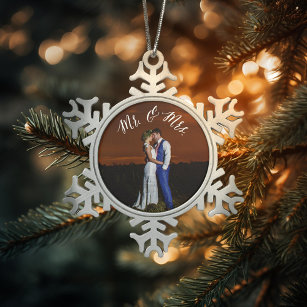 Mr. & Mrs. Newly Weds Pewter Keepsake Ornament