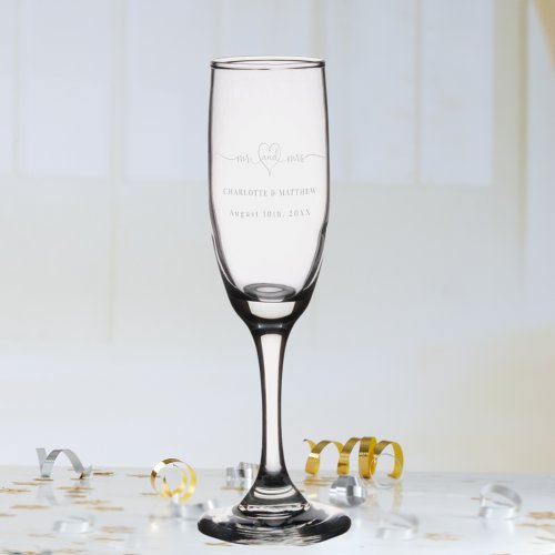 Mr mrs newly weds wedding party champagne flute