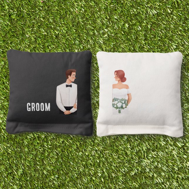 Mr & Mrs Newlywed Cornhole Bags (Grass)