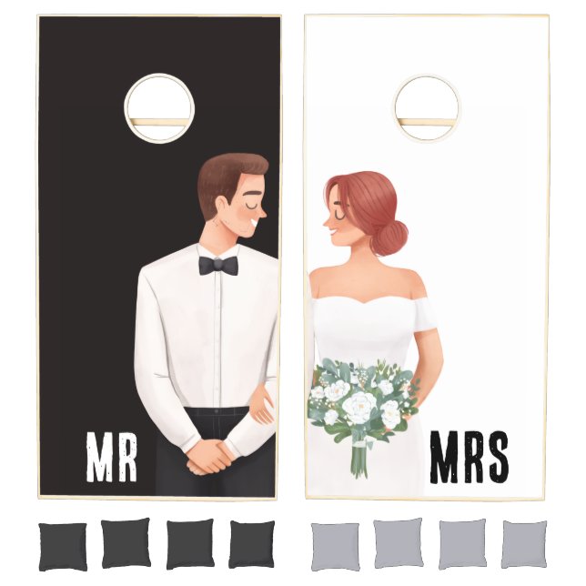 Mr & Mrs Newlywed Cornhole Set (Set)