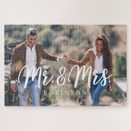 Mr  Mrs Newlywed Custom Full Photo Jigsaw Puzzle