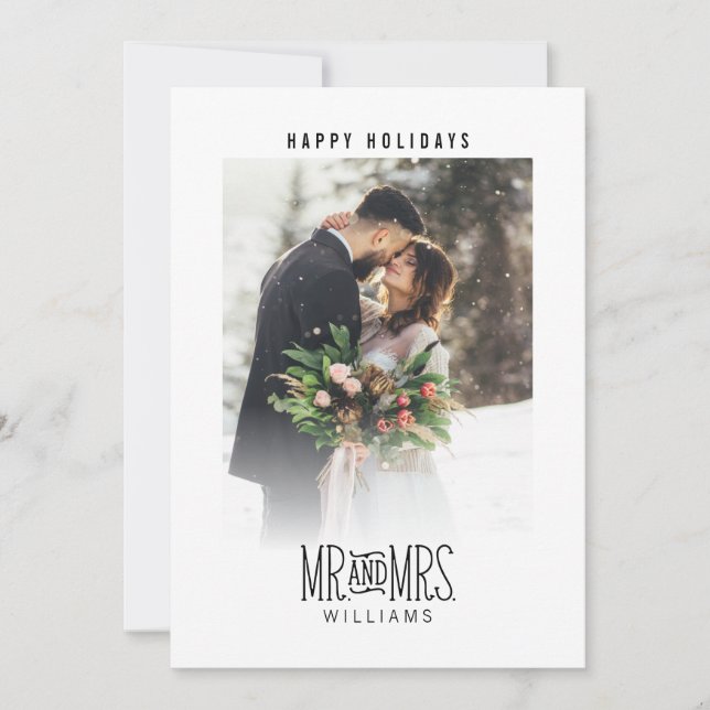 Mr. & Mrs. Newlywed Hand-Lettered Photo Holiday (Front)