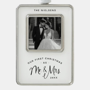 Mr Mrs Newlywed Photo Framed Christmas Ornament