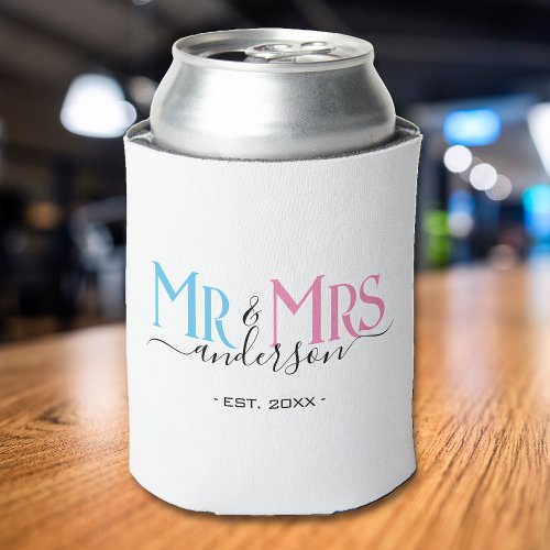 Mr  Mrs Newlywed Wedding Favor Thank You Can Cooler