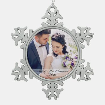 Mr. & Mrs. Newlywed Wedding Photo Ornament Ms by HappyMemoriesPaperCo at Zazzle