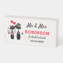 Mr & Mrs Newlyweds Cute Cats Personalized