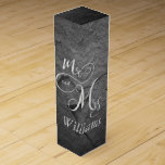 Mr & Mrs newlyweds on black slate Wine Gift Box<br><div class="desc">black slate background with Mr & Mrs sign</div>