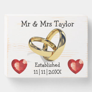 Mr & Mrs Newlyweds Personalized Wooden Box Sign