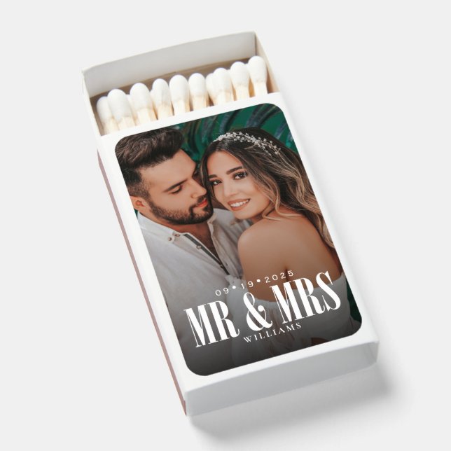 Mr & Mrs Newlyweds Photo Matchboxes (Front Open)