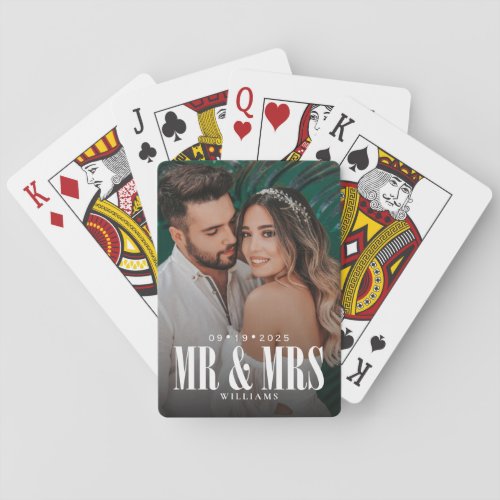 Mr  Mrs Newlyweds Photo Playing Cards