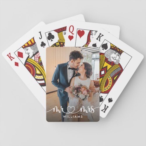 Mr  Mrs Newlyweds Photo Playing Cards