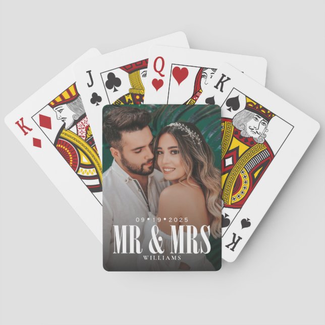 Mr & Mrs Newlyweds Photo Poker Cards (Back)