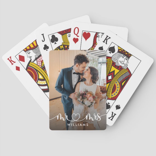 Mr & Mrs Newlyweds Photo Poker Cards (Back)