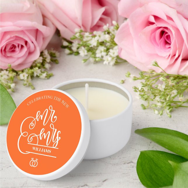 Mr & Mrs Orange Wedding Mini Candle Favors (Insitu (Wedding))