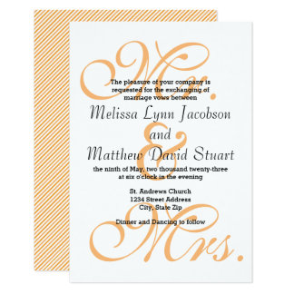 Mr. & Mrs. Peach - 3x5 Wedding Invitation