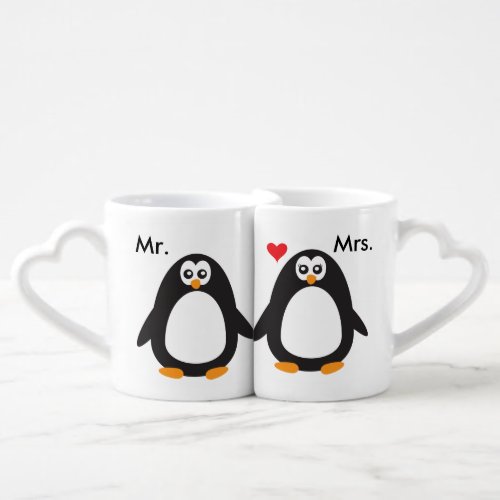 Mr  Mrs Penguin Love Coffee Mug Set