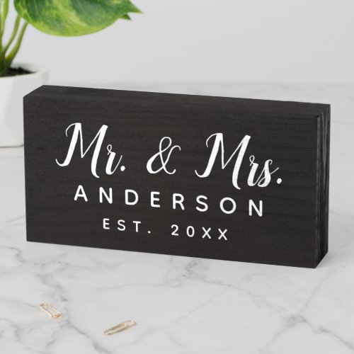 Mr. &Amp;Amp; Mrs. Personalized Couples Name Established Wooden Box Sign