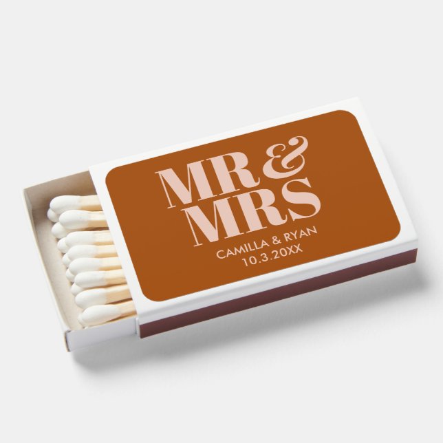 Mr & Mrs Personalized Matches Wedding Favors (Front Open)