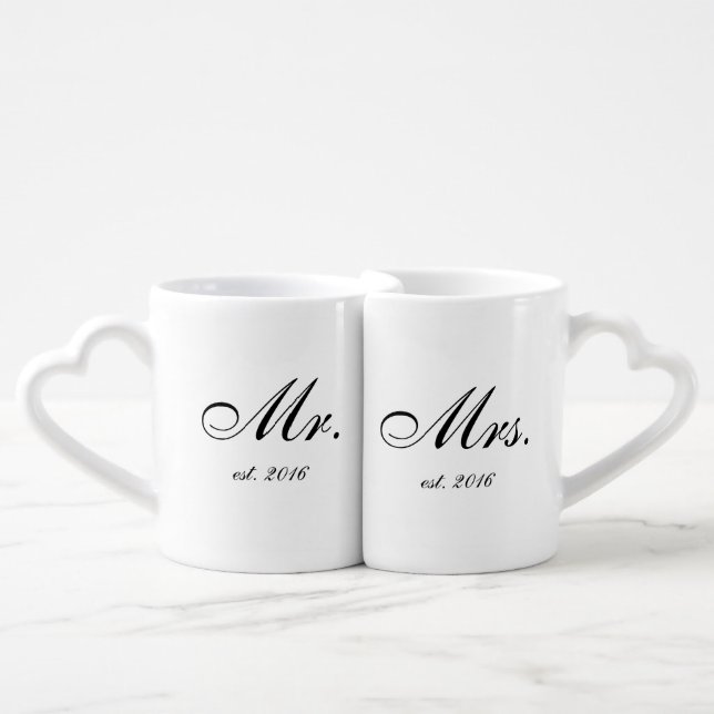 "Mr. & Mrs." Personalized Mug Set (Front Nesting)