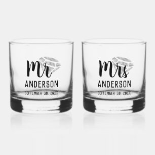 Mr & Mrs Personalized Stemless Whisky Glass Set