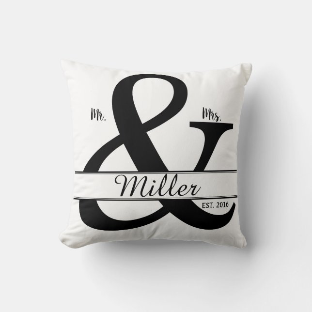 Mr. & Mrs. Personalized Throw Pillow (Front)